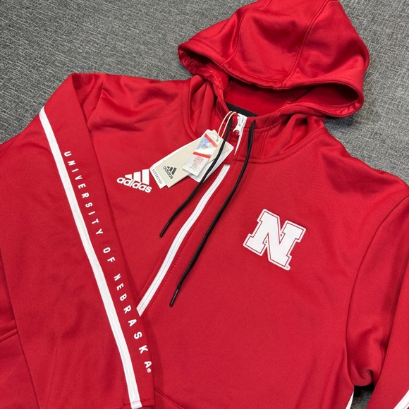 adidas Other - Adidas Nebraska Cornhuskers Full Zip Hoodie Mens Medium Red Sweatshirt NWT